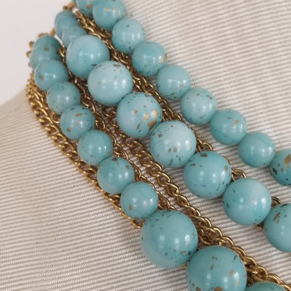 Vintage 3 Tier Turquoise (Howlite) Choker Necklace 11" - Picture 4 of 12